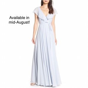 Jenny Yoo Faye Chiffon Dress: Whisper Blue, Size 2